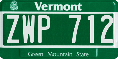 VT license plate ZWP712