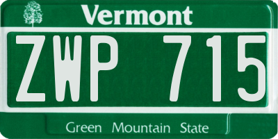 VT license plate ZWP715