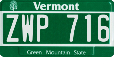 VT license plate ZWP716