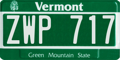 VT license plate ZWP717