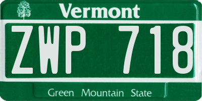 VT license plate ZWP718