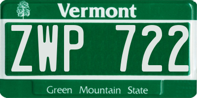 VT license plate ZWP722