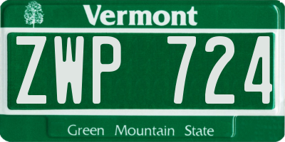 VT license plate ZWP724