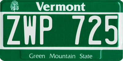 VT license plate ZWP725