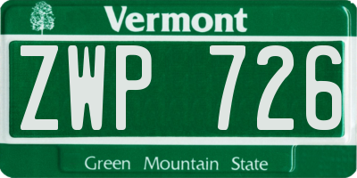 VT license plate ZWP726