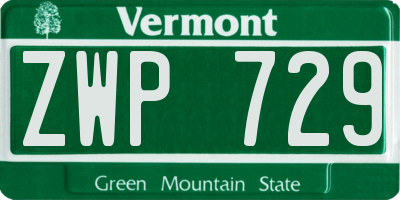 VT license plate ZWP729