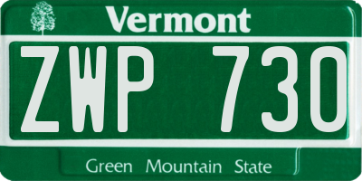 VT license plate ZWP730