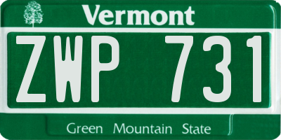 VT license plate ZWP731