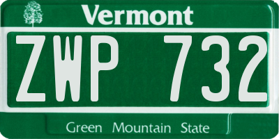 VT license plate ZWP732