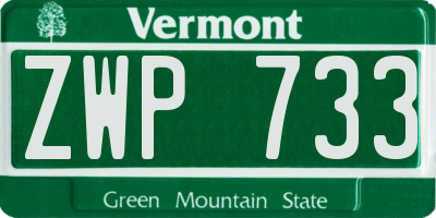 VT license plate ZWP733