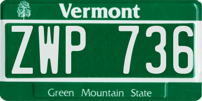 VT license plate ZWP736