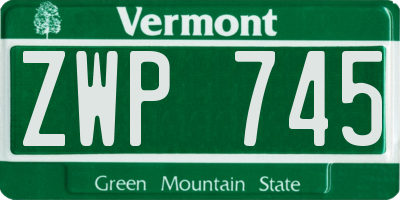 VT license plate ZWP745