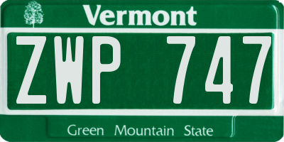 VT license plate ZWP747