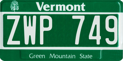 VT license plate ZWP749