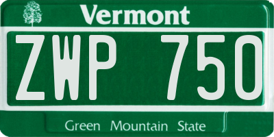 VT license plate ZWP750