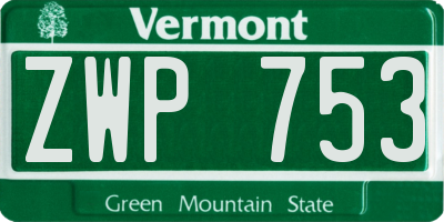 VT license plate ZWP753