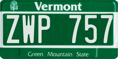 VT license plate ZWP757