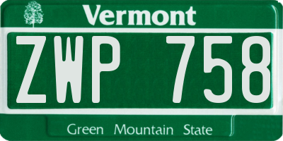 VT license plate ZWP758