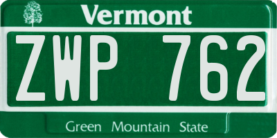 VT license plate ZWP762