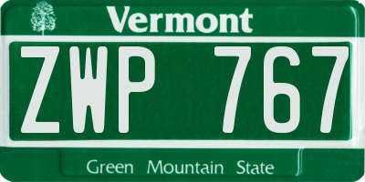 VT license plate ZWP767