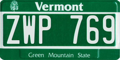 VT license plate ZWP769