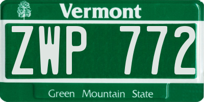 VT license plate ZWP772