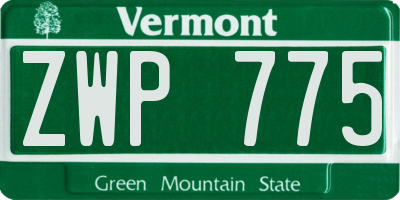 VT license plate ZWP775