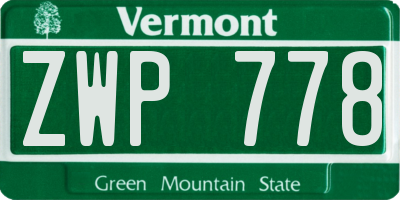 VT license plate ZWP778