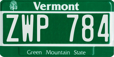 VT license plate ZWP784