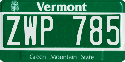 VT license plate ZWP785