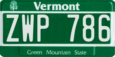VT license plate ZWP786