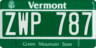 VT license plate ZWP787
