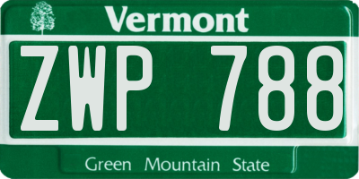 VT license plate ZWP788