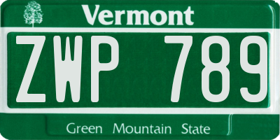 VT license plate ZWP789