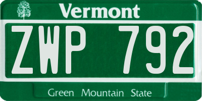 VT license plate ZWP792
