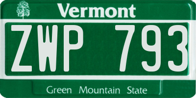 VT license plate ZWP793