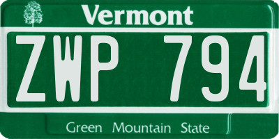 VT license plate ZWP794