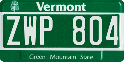 VT license plate ZWP804