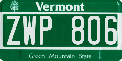 VT license plate ZWP806