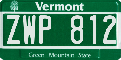 VT license plate ZWP812