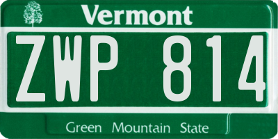 VT license plate ZWP814