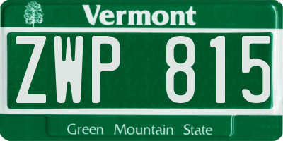 VT license plate ZWP815