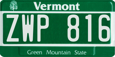 VT license plate ZWP816