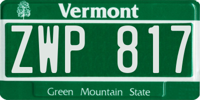 VT license plate ZWP817
