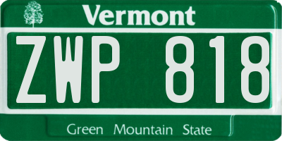 VT license plate ZWP818