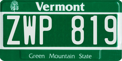 VT license plate ZWP819