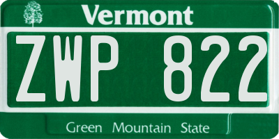 VT license plate ZWP822