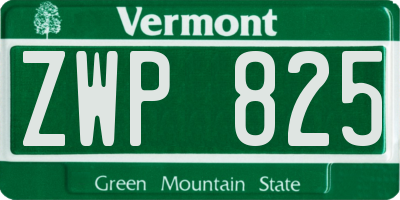 VT license plate ZWP825