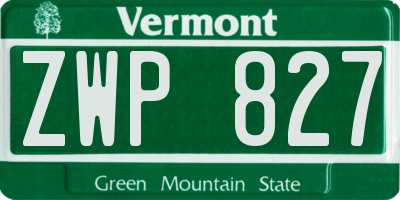 VT license plate ZWP827