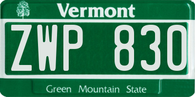VT license plate ZWP830